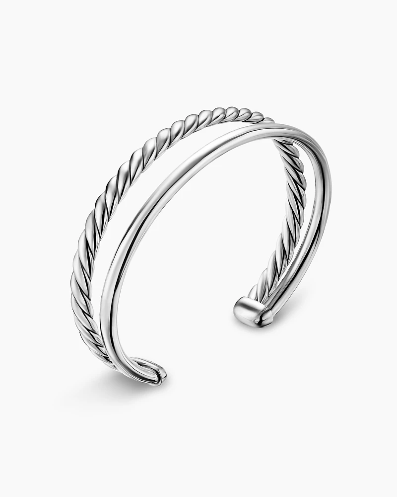 DY Mercer® Two Row Cuff Bracelet Sterling Silver, 8mm