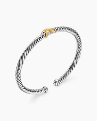 Cable Flex X Station Bracelet Sterling Silver with 14K Yellow Gold, 4mm