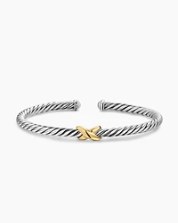 Cable Flex X Station Bracelet Sterling Silver with 14K Yellow Gold, 4mm