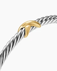 Cable Flex X Station Bracelet Sterling Silver with 14K Yellow Gold, 4mm