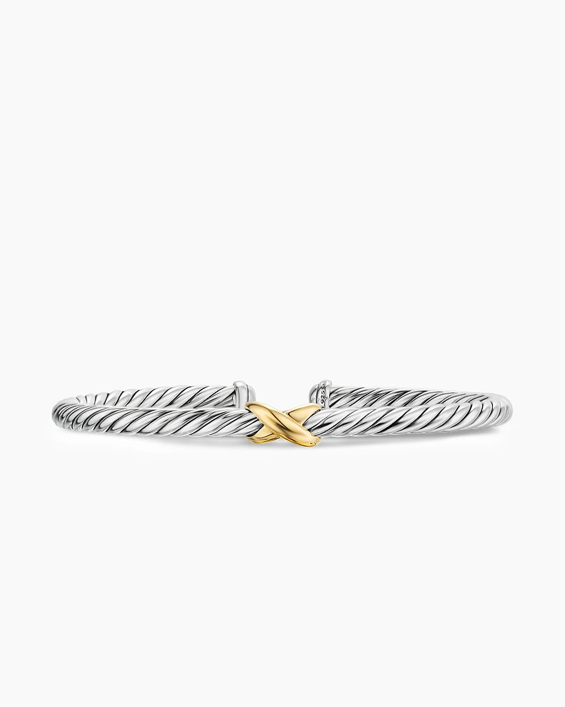 Cable Flex X Station Bracelet Sterling Silver with 14K Yellow Gold, 4mm