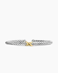 Cable Flex X Station Bracelet Sterling Silver with 14K Yellow Gold, 4mm