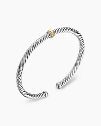 Cable Flex Station Bracelet Sterling Silver with 14K Yellow Gold, 4mm