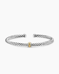 Cable Flex Station Bracelet Sterling Silver with 14K Yellow Gold, 4mm
