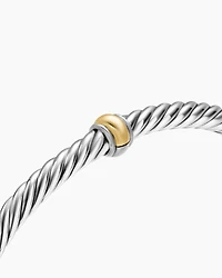 Cable Flex Station Bracelet Sterling Silver with 14K Yellow Gold, 4mm