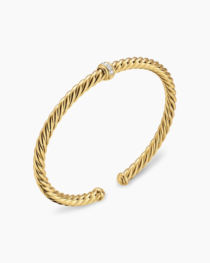 Cablespira® Flex Station Bracelet 18K Yellow Gold with Diamonds, 4mm