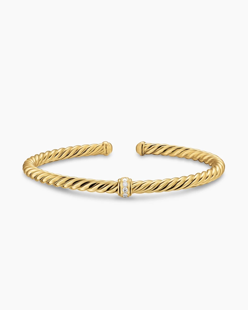 Cablespira® Flex Station Bracelet 18K Yellow Gold with Diamonds, 4mm