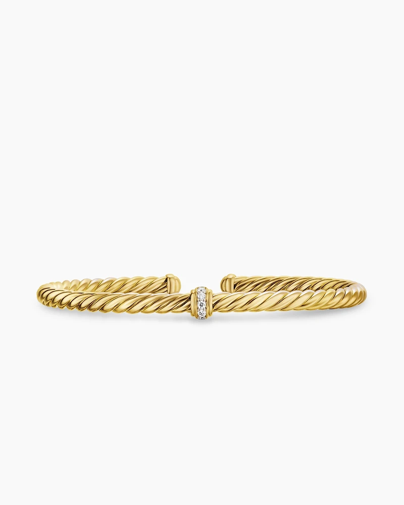 Cablespira® Flex Station Bracelet 18K Yellow Gold with Diamonds, 4mm