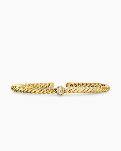 Cablespira® Flex Station Bracelet 18K Yellow Gold with Diamonds, 4mm