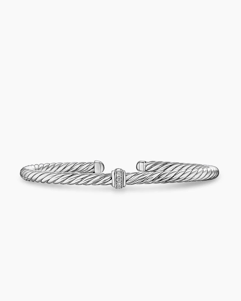 Cable Flex® Station Bracelet Sterling Silver with Diamonds, 4mm