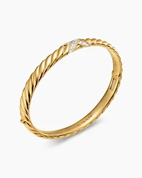 Sculpted Cable X Center Station Bracelet 18K Yellow Gold with Diamonds, 6.2mm