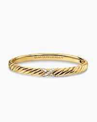 Sculpted Cable X Center Station Bracelet 18K Yellow Gold with Diamonds, 6.2mm