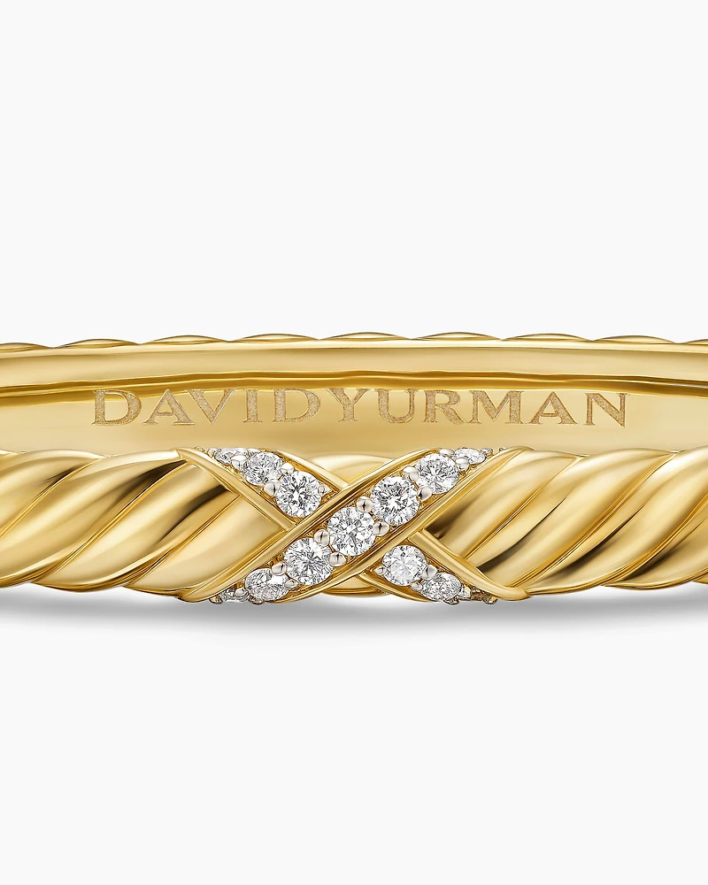 Sculpted Cable X Center Station Bracelet 18K Yellow Gold with Diamonds, 6.2mm