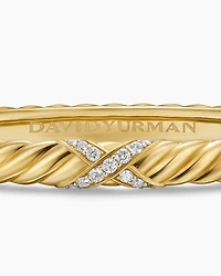 Sculpted Cable X Center Station Bracelet 18K Yellow Gold with Diamonds, 6.2mm
