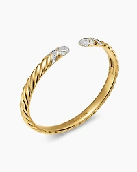 Sculpted Cable X Cuff Bracelet 18K Yellow Gold with Diamonds, 6.2mm