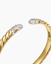 Sculpted Cable X Cuff Bracelet 18K Yellow Gold with Diamonds, 6.2mm
