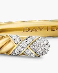 Sculpted Cable X Cuff Bracelet 18K Yellow Gold with Diamonds, 6.2mm