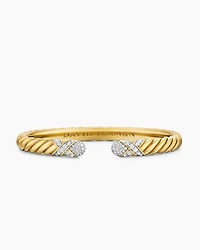 Sculpted Cable X Cuff Bracelet 18K Yellow Gold with Diamonds, 6.2mm