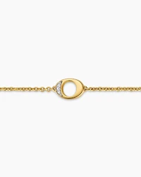 Petite Pavé Initial Chain Bracelet in 18K Yellow Gold with Diamond O