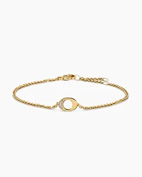 Petite Pavé Initial Chain Bracelet in 18K Yellow Gold with Diamond O