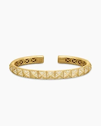 Pyramid Bangle Bracelet 18K Yellow Gold with Diamonds, 6.5mm