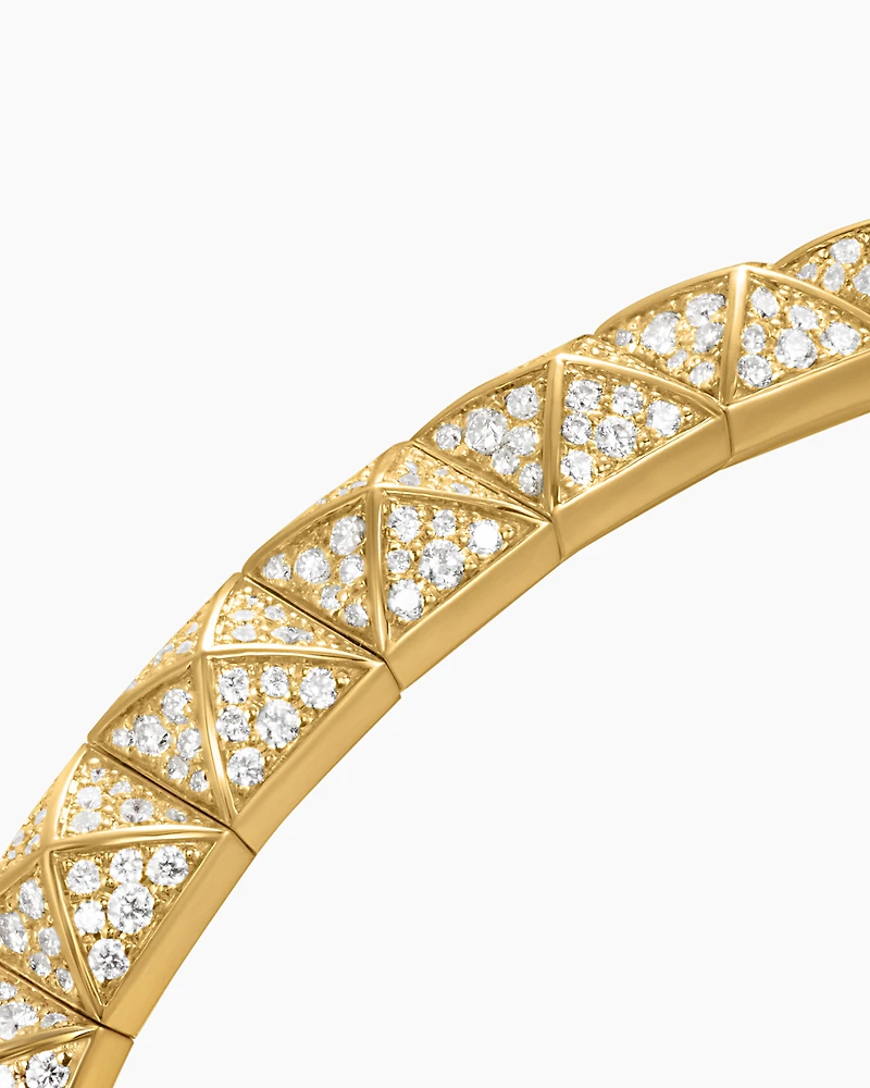 Pyramid Bangle Bracelet 18K Yellow Gold with Diamonds, 6.5mm