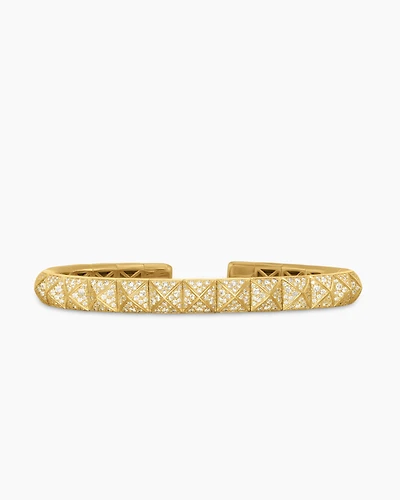 Pyramid Bangle Bracelet 18K Yellow Gold with Diamonds, 6.5mm