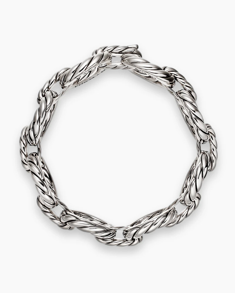 Sculpted Cable Oval Link Bracelet Sterling Silver, 18mm