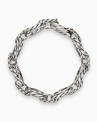 Sculpted Cable Oval Link Bracelet Sterling Silver, 18mm