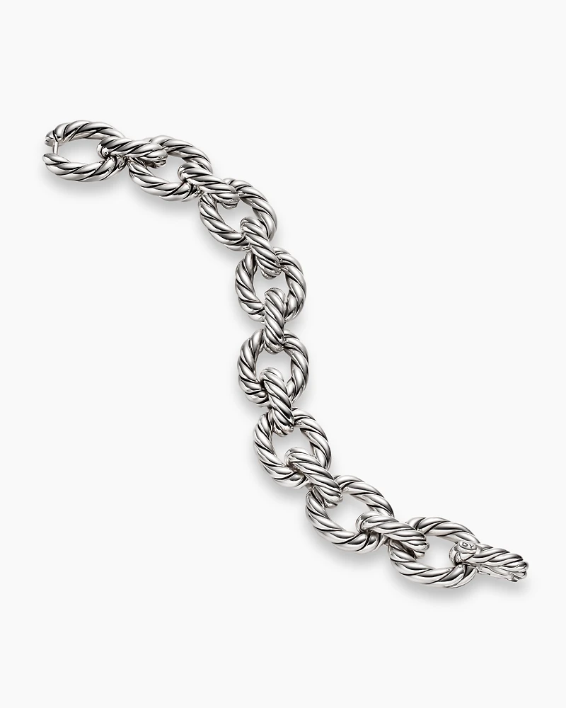 Sculpted Cable Oval Link Bracelet Sterling Silver, 18mm