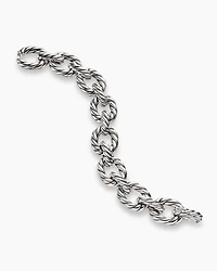 Sculpted Cable Oval Link Bracelet Sterling Silver, 18mm