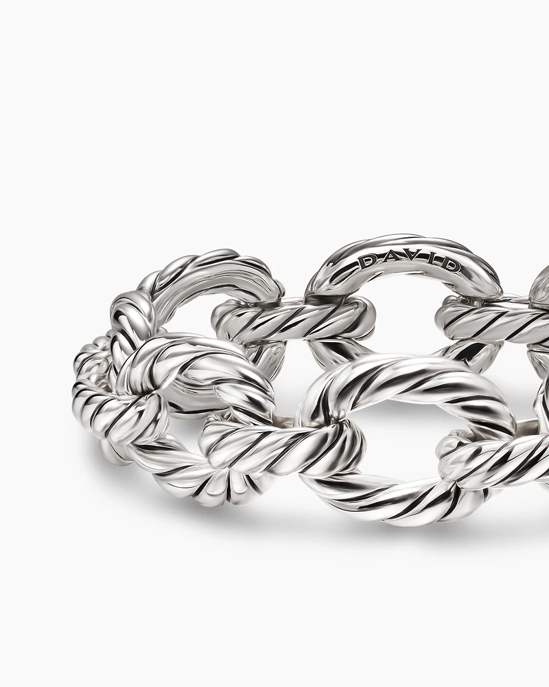 Sculpted Cable Oval Link Bracelet Sterling Silver, 18mm
