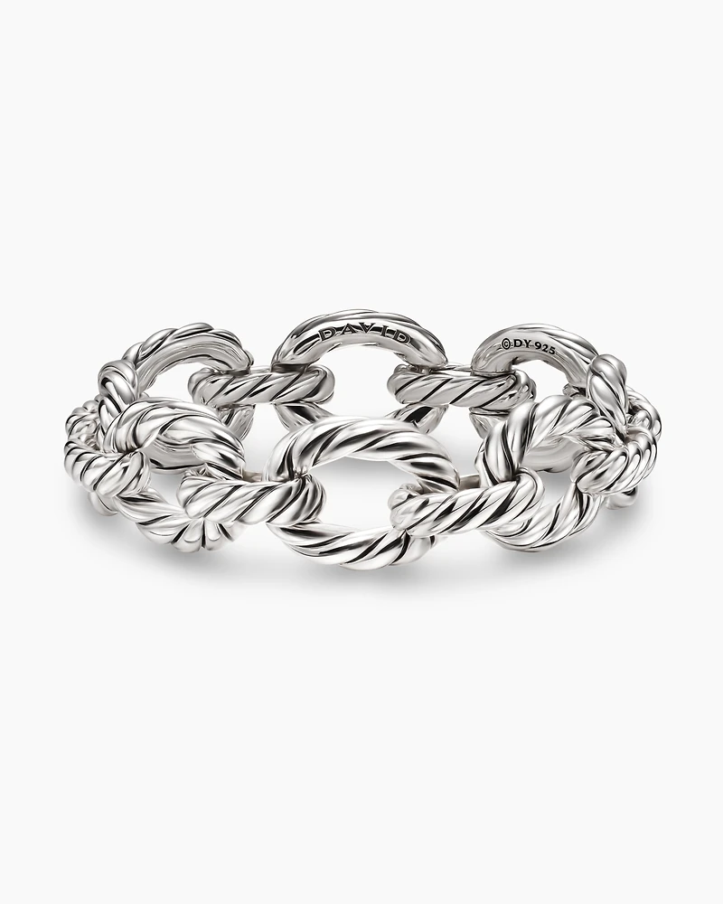Sculpted Cable Oval Link Bracelet Sterling Silver, 18mm