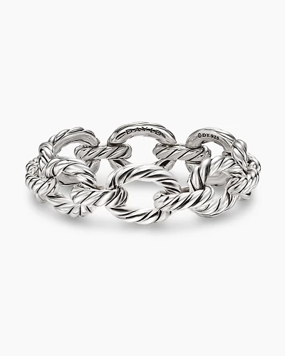 Sculpted Cable Oval Link Bracelet Sterling Silver, 18mm