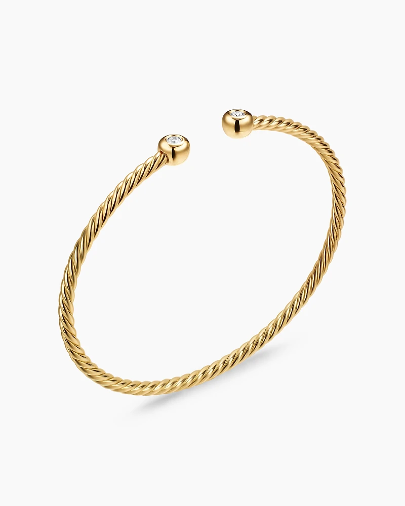 Petite Modern Renaissance® Cablespira® Bracelet 18K Yellow Gold with Diamonds, 2.6mm