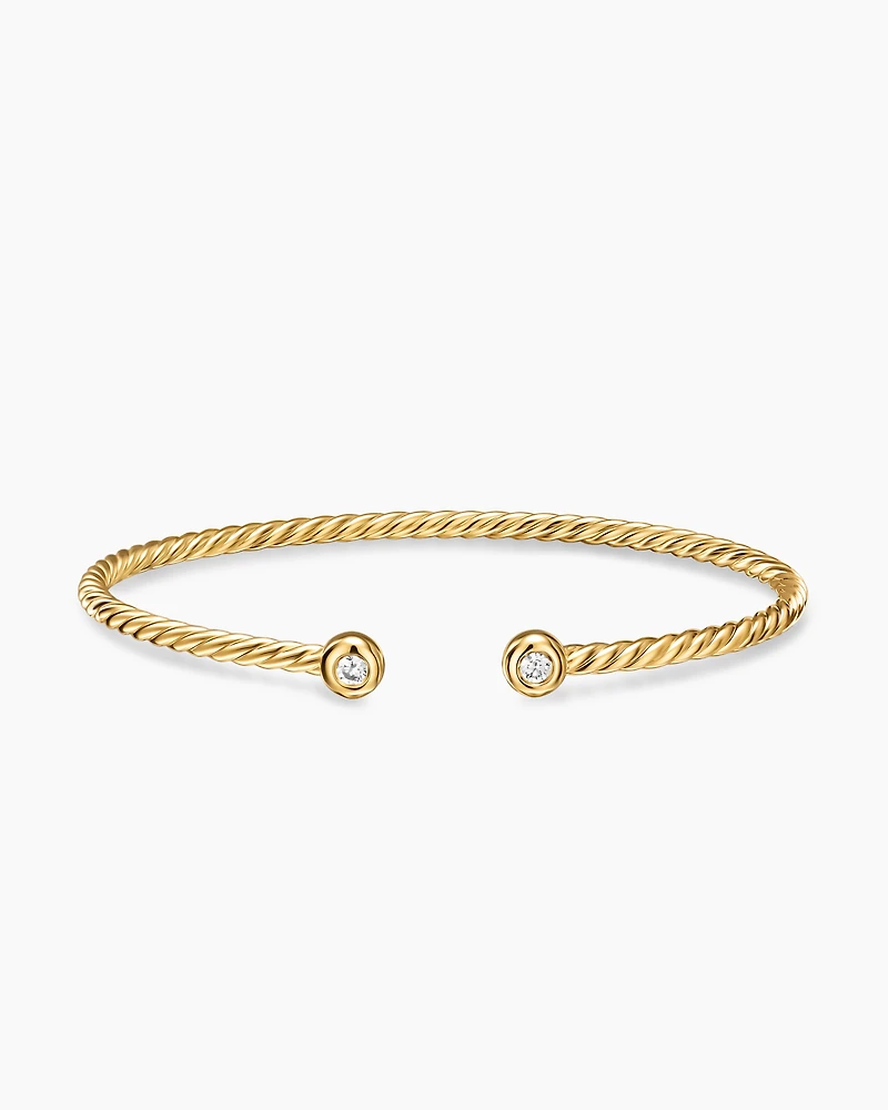 Petite Modern Renaissance® Cablespira® Bracelet 18K Yellow Gold with Diamonds, 2.6mm