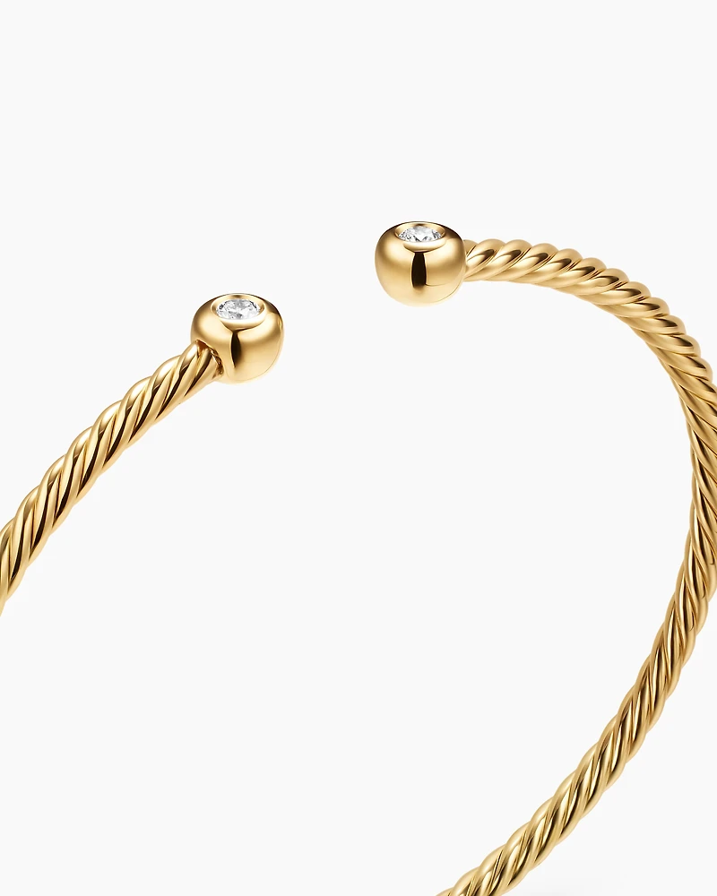 Petite Modern Renaissance® Cablespira® Bracelet 18K Yellow Gold with Diamonds, 2.6mm