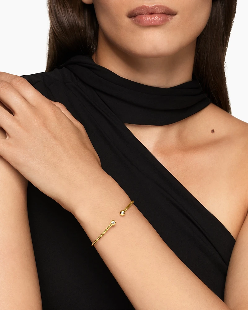 Petite Modern Renaissance® Cablespira® Bracelet 18K Yellow Gold with Diamonds, 2.6mm