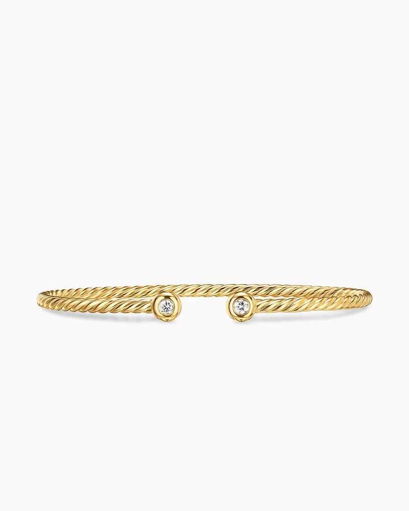 Petite Modern Renaissance® Cablespira® Bracelet 18K Yellow Gold with Diamonds, 2.6mm