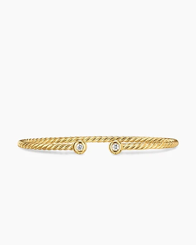 Petite Modern Renaissance® Cablespira® Bracelet 18K Yellow Gold with Diamonds, 2.6mm
