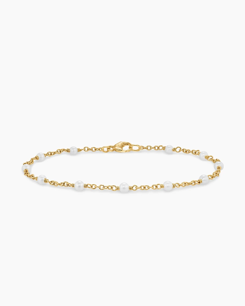 Pearl Classics Station Bracelet 18K Yellow Gold, 3.5mm