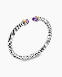 Cable Flex® Bracelet Sterling Silver with 14K Yellow Gold and Amethyst, 6mm