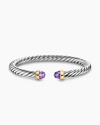 Cable Flex® Bracelet Sterling Silver with 14K Yellow Gold and Amethyst, 6mm