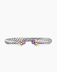 Cable Flex® Bracelet Sterling Silver with 14K Yellow Gold and Amethyst, 6mm