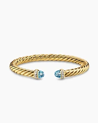 Cablespira® Flex Bracelet 18K Yellow Gold with Blue Topaz and Diamonds, 6mm