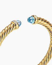 Cablespira® Flex Bracelet 18K Yellow Gold with Blue Topaz and Diamonds, 6mm