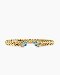 Cablespira® Flex Bracelet 18K Yellow Gold with Blue Topaz and Diamonds, 6mm