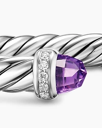 Cable Flex® Bracelet Sterling Silver with Amethyst and Diamonds, 6mm