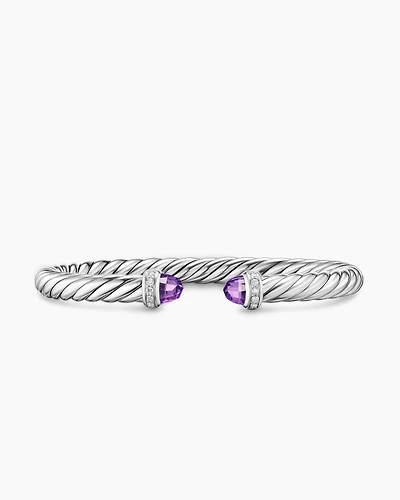 Cable Flex® Bracelet Sterling Silver with Amethyst and Diamonds, 6mm