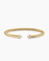 Cablespira® Flex Bracelet 18K Yellow Gold with Pavé Diamond Domes, 4mm